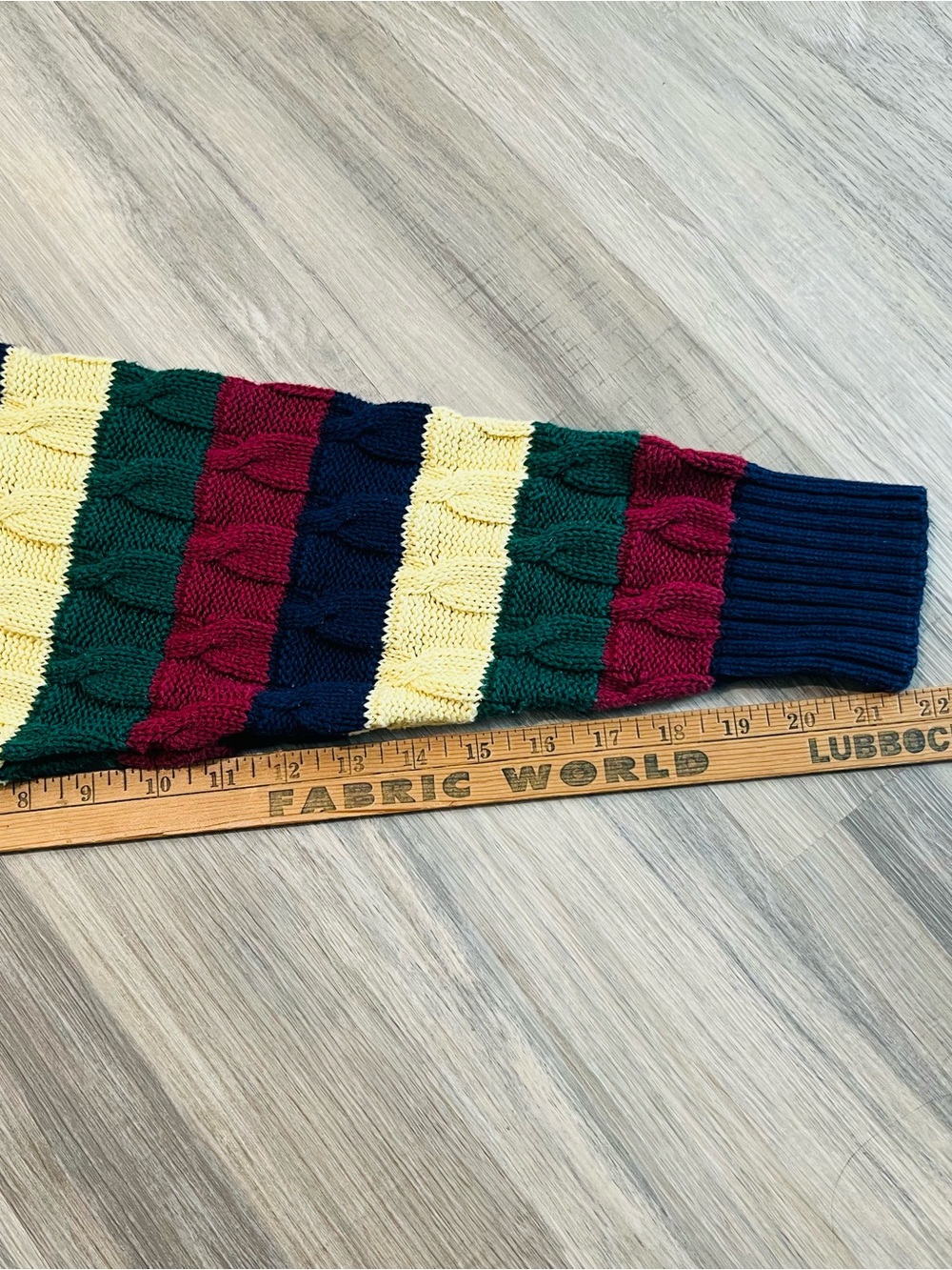 Vintage 90s Multi-Striped Colorful Classic Cable-Knit Sweater Made in USA - Picture 6 of 8